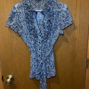 Forever 21 Sheer Black Floral Blouse - Women’s Size Large